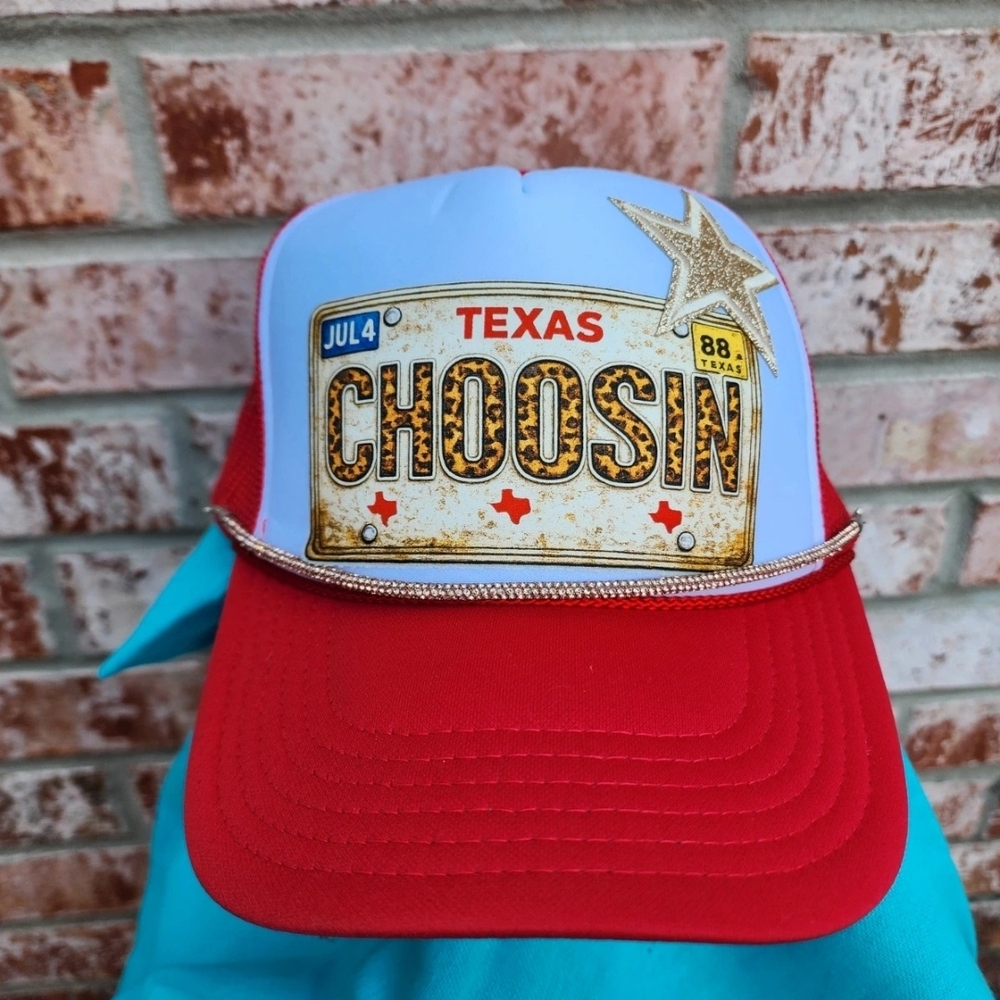OTTO Red and White 'Choosin' Texas Women's Trucker Hat